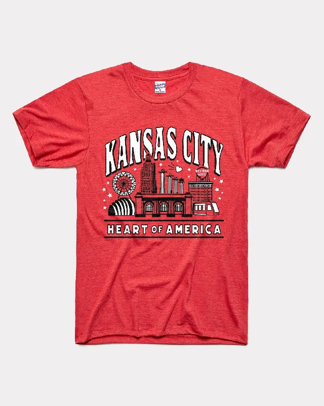 women's minimalist turtleneck top -Kansas City the Heart of America Red T-Shirt