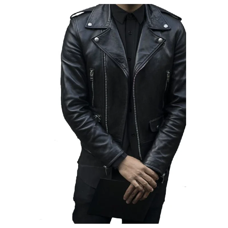 elegant long coat for women -Men Classic Rocker Biker Slim Fit Leather Jacket