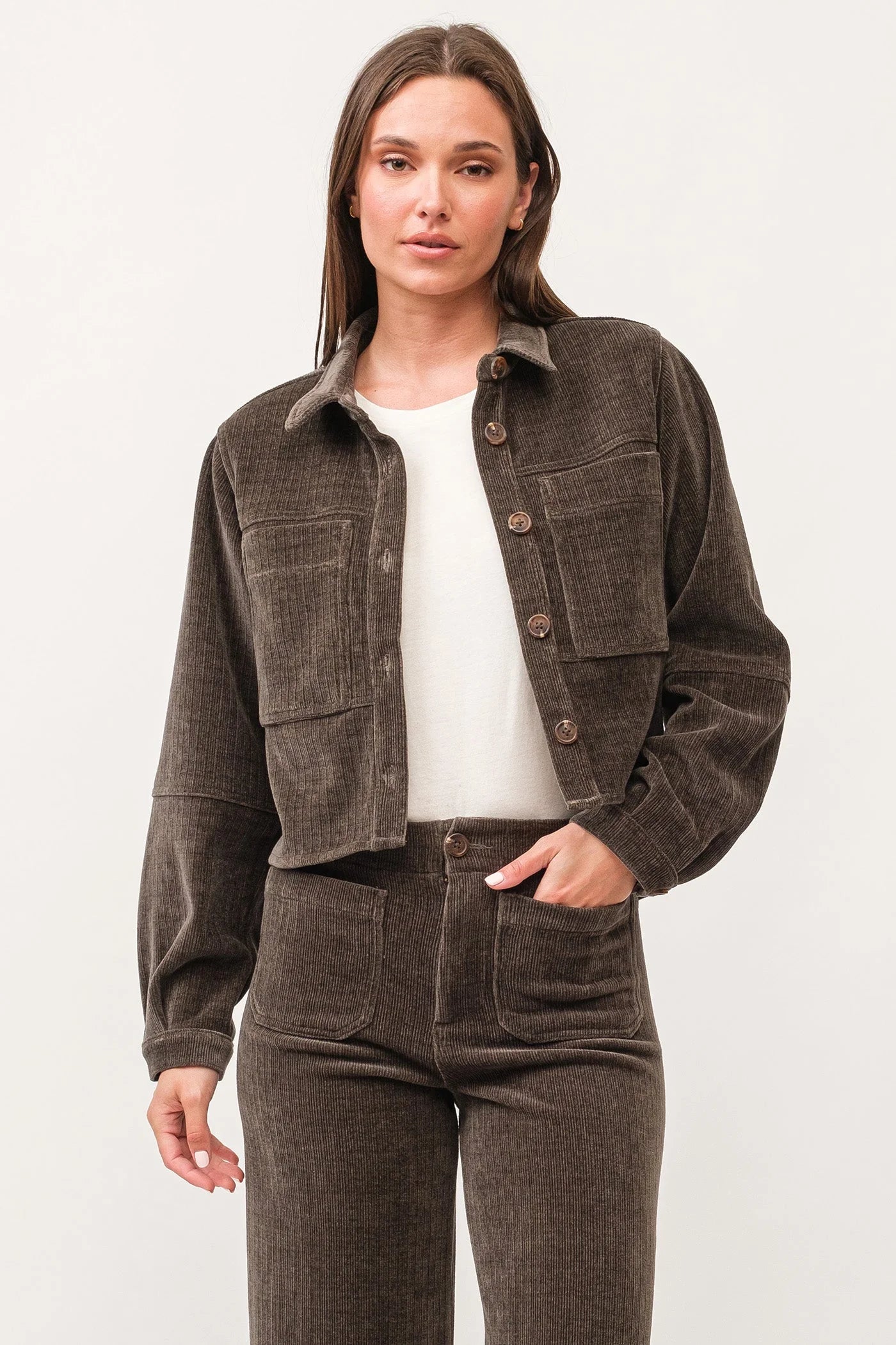 women's lightweight jacket -Dear John Gina Cropped Shirt Jacket