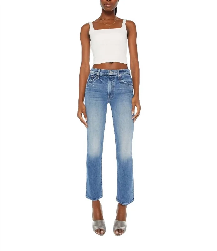 ladies' relaxed wide-leg denim -Insider Flood Jeans In Metal Magic