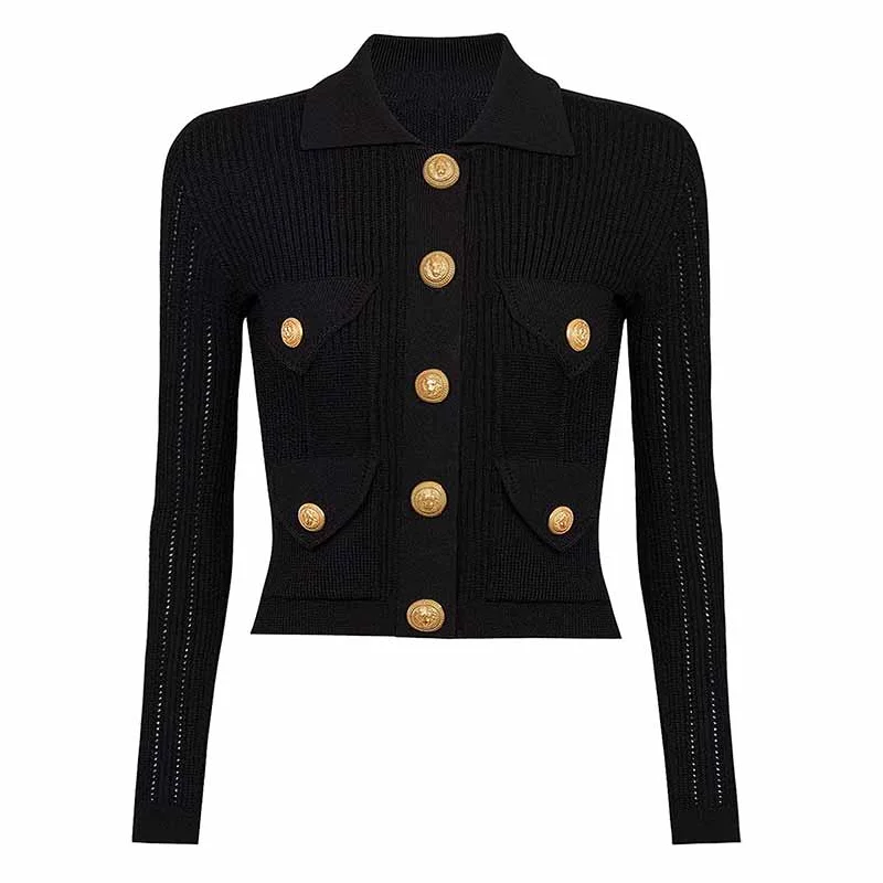 cropped faux leather jacket for women -Women's Knit Buttoned Ribbed Cardigan Crop Top