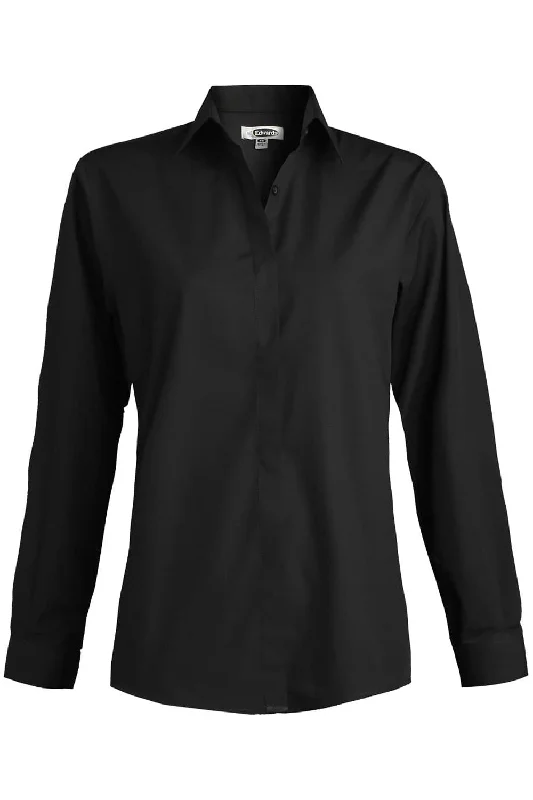 comfortable bamboo fabric top for women -Ladies' Black Café Broadcloth Shirt