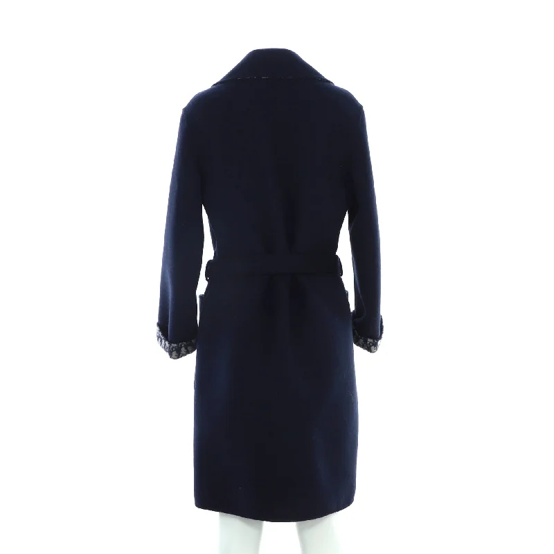 long elegant trench coat for women -Women's Double-Sided Belted Long Coat Oblique Wool