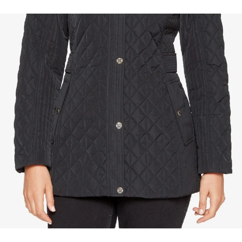 classic trench raincoat for women -Jones New York Women's Hooded Quilted Coat Black Size Xx-Small