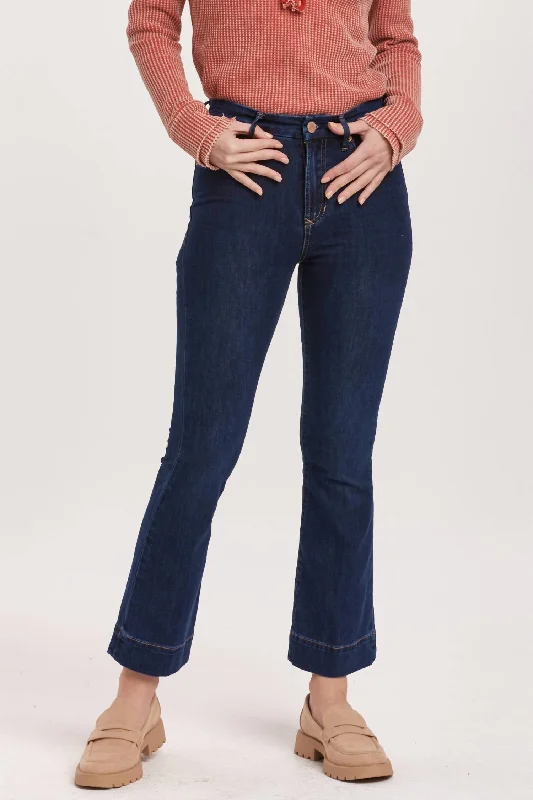 loose straight-leg denim jeans for women -Jeanne High Rise Cropped Flare Jeans In Star Demand