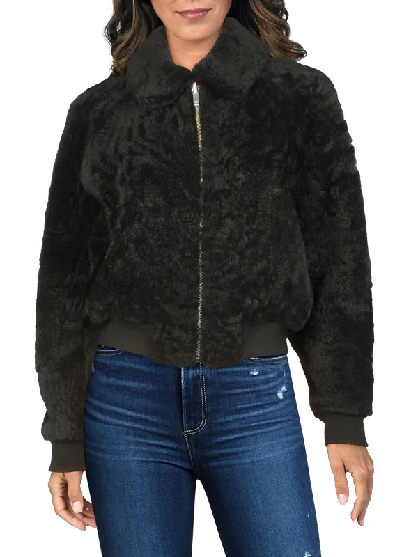 women's travel-friendly jacket -Dolman Womens Leather Shearling Bomber Jacket