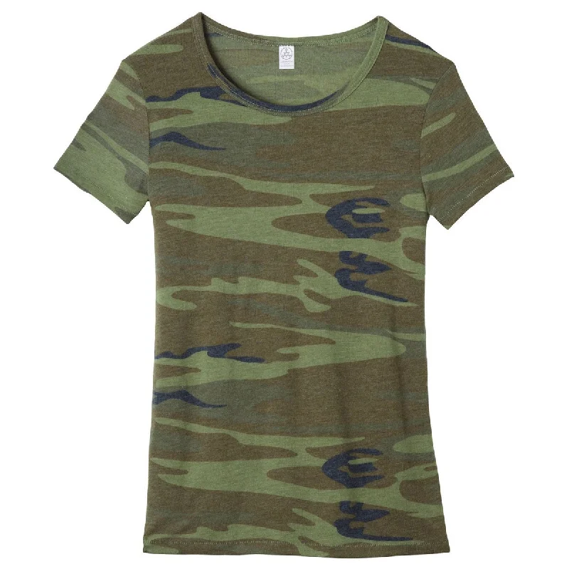 ladies' henley button t-shirt -Alternative Women's Camo Eco-Jersey Ideal Tee