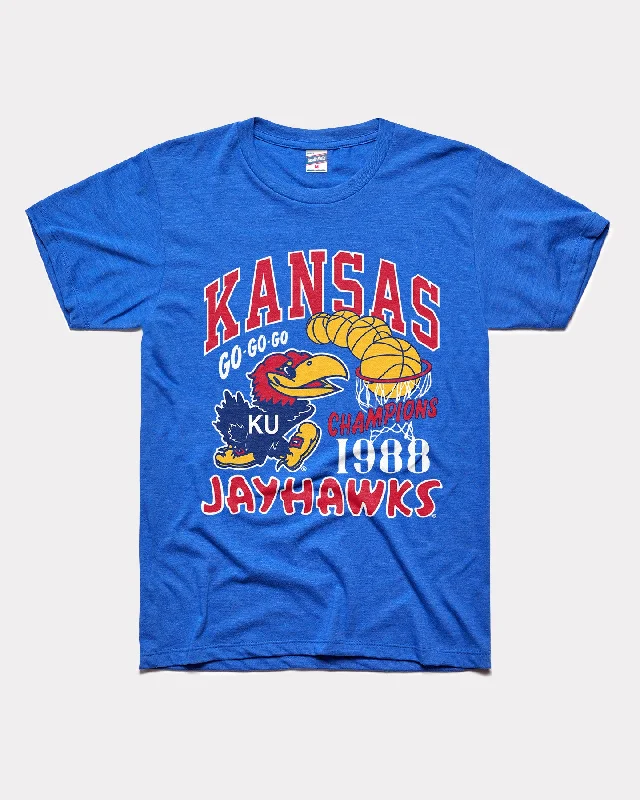 women's ribbed knit top -KU Jayhawks 1988 Basketball Champs Royal T-Shirt