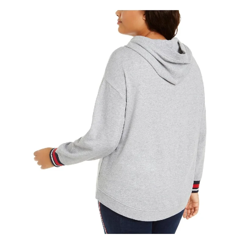 women's outdoor fleece jacket -Tommy Hilfiger Women's Plus Fitness Running Athletic Jacket Gray Size M