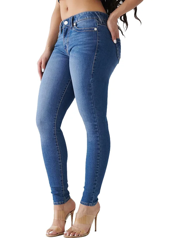 women's soft stretch bootcut jeans -Jennie Big T Womens Mid-Rise Medium Wash Skinny Jeans