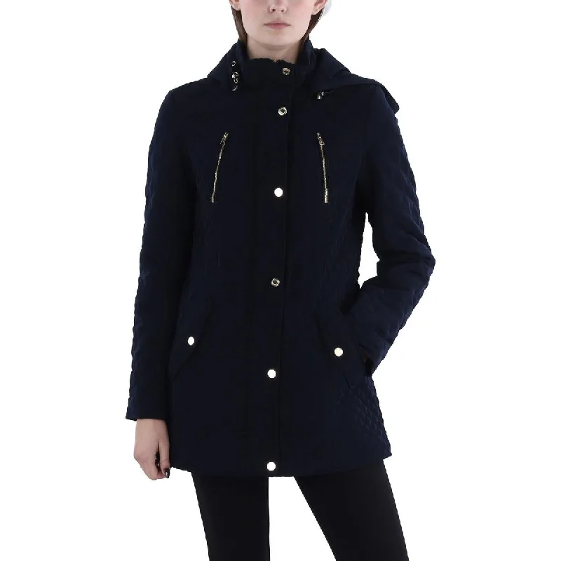 sleek minimalist coat for women -Womens Lightweight Hooded Quilted Coat