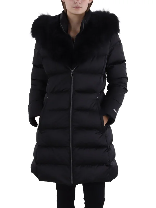 women's travel-friendly jacket -Womens Insulated Faux Fur Trim Puffer Jacket