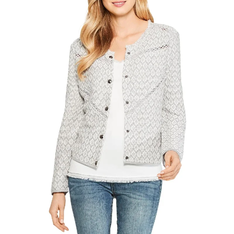 structured blazer jacket for women -Nic + Zoe Womens Prismatic Linen Blend Marled Jacket