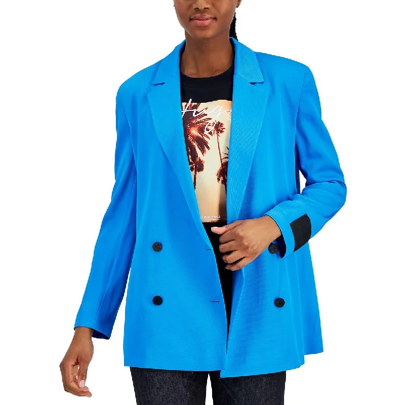 ladies' fur-lined jacket -Hugo Womens Crinkled Trendy Double-Breasted Blazer