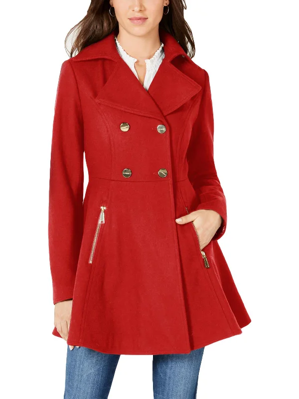 cozy teddy coat for ladies -Womens Wool Blend Midi Pea Coat