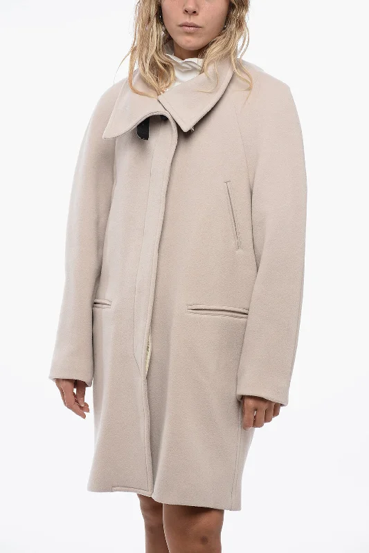 women's faux fur coat -Isabel Marant Blended Virgin Wool Coat with Buckle Detailed Collar