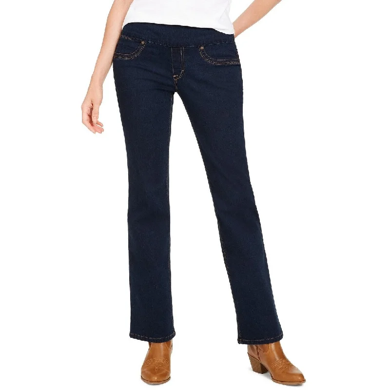 women's super stretch jeggings -Style & Co Women's Ella Pull-On Bootcut Jeans Dark Blue Size 2XL