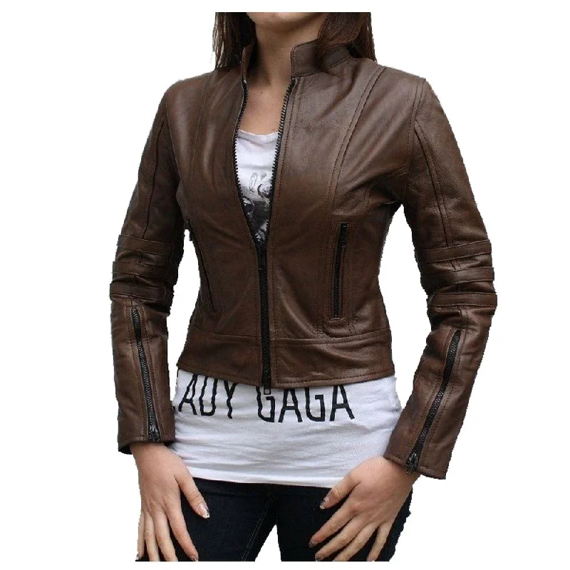 women's faux fur-lined parka -Antique Dark Angel Women Leather jacket