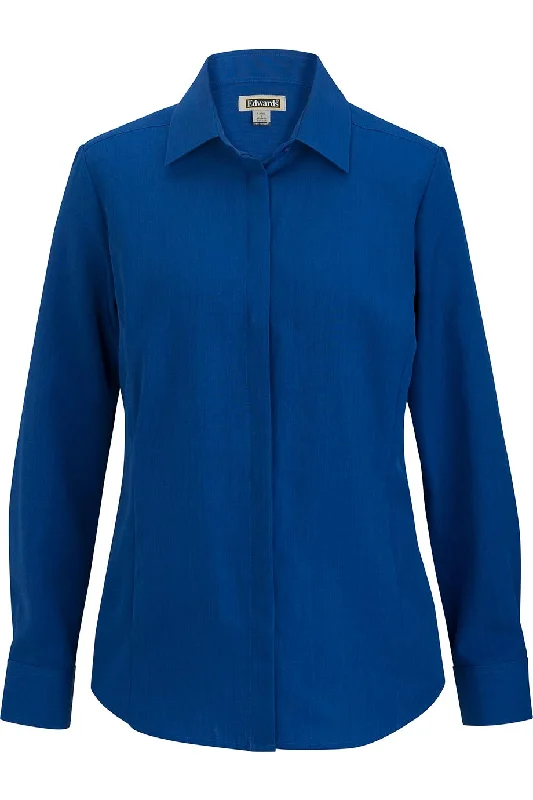 ladies' short sleeve wrap blouse -Ladies' Cobalt Blue Café Batiste Blouse