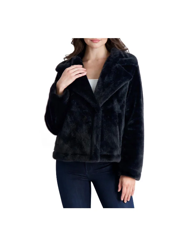 ladies' soft knit cardigan coat -Womens Lined Faux Fur Teddy Coat