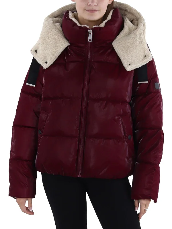 women's hooded winter jacket -Womens Faux Fur Lined Quilted Puffer Jacket