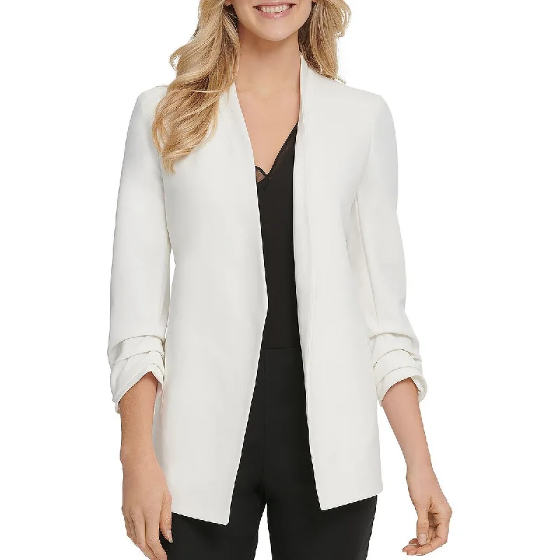 casual zip-up hoodie jacket for women -DKNY Womens Crepe Long Sleeves Open-Front Blazer