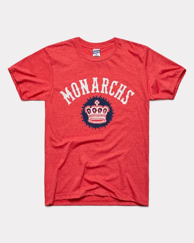 trendy puff sleeve blouse for women -Kansas City Monarchs Arch Logo Red T-Shirt