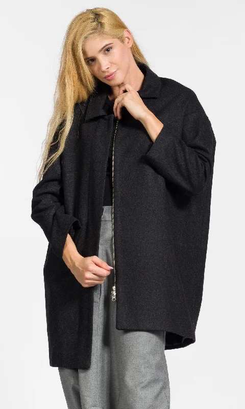 women's cropped bomber jacket -Straight Cashmere Short Coat