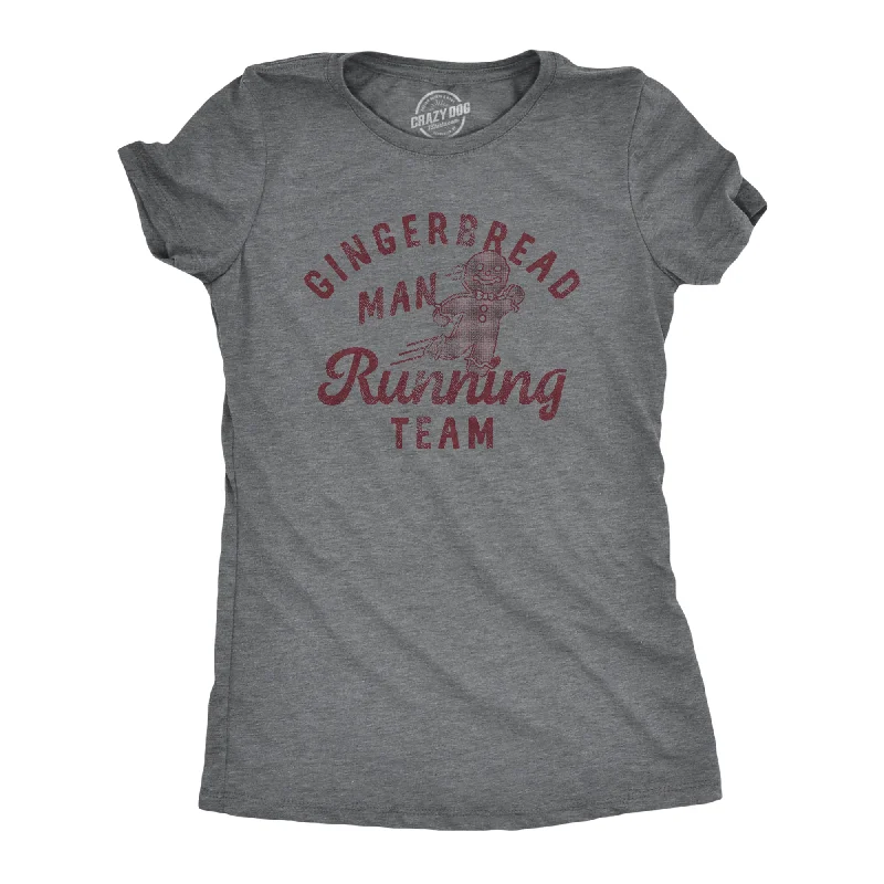 women's ribbed knit top -Gingerbread Man Running Team Women's T Shirt