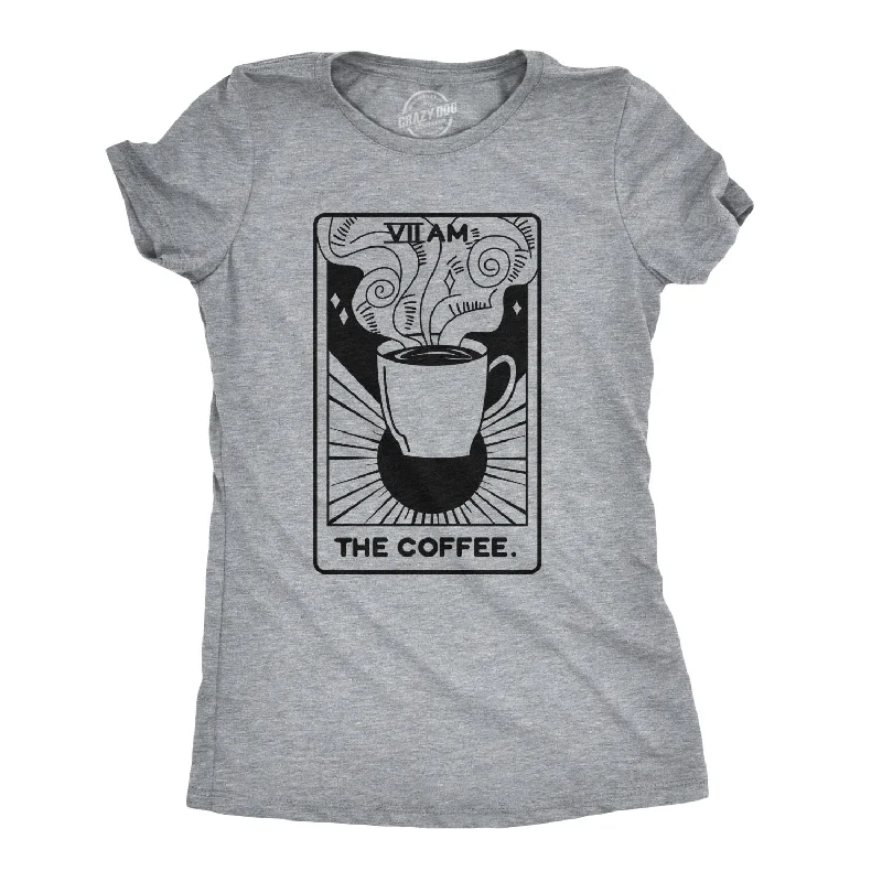 trendy square-neck blouse for ladies -Coffee Tarot Card Women's T Shirt