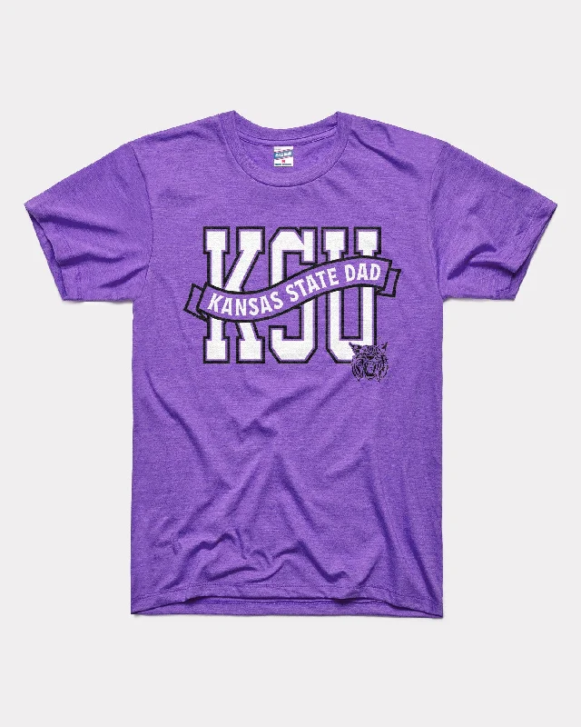 trendy square-neck blouse for ladies -K-State Dad Heather Purple T-Shirt