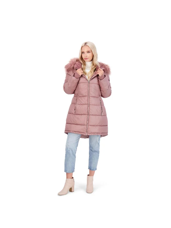 military-style coat for women -Womens Faux Fur Warm Puffer Coat