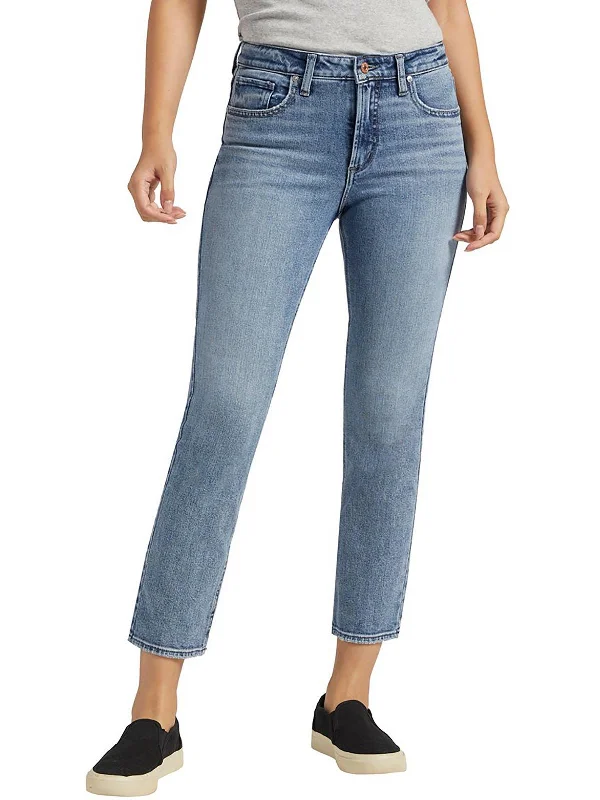 loose straight-leg denim jeans for women -Most Wanted Womens Mid-Rise Ankle Straight Leg Jeans