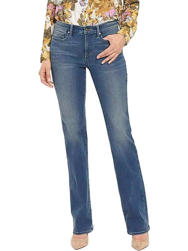 ladies' relaxed wide-leg denim -Womens Mid-Rise Stretch Bootcut Jeans