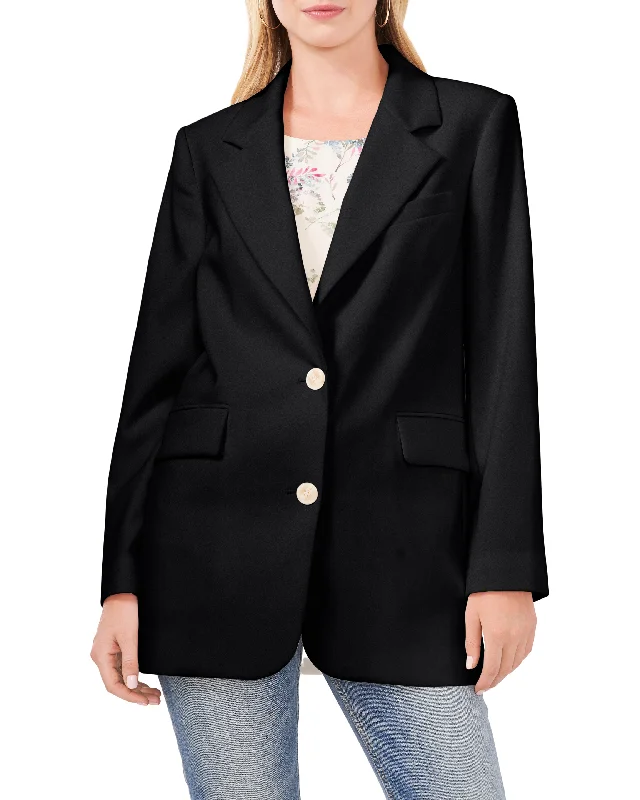 elegant wool cape for women -Notch-Lapel Blazer