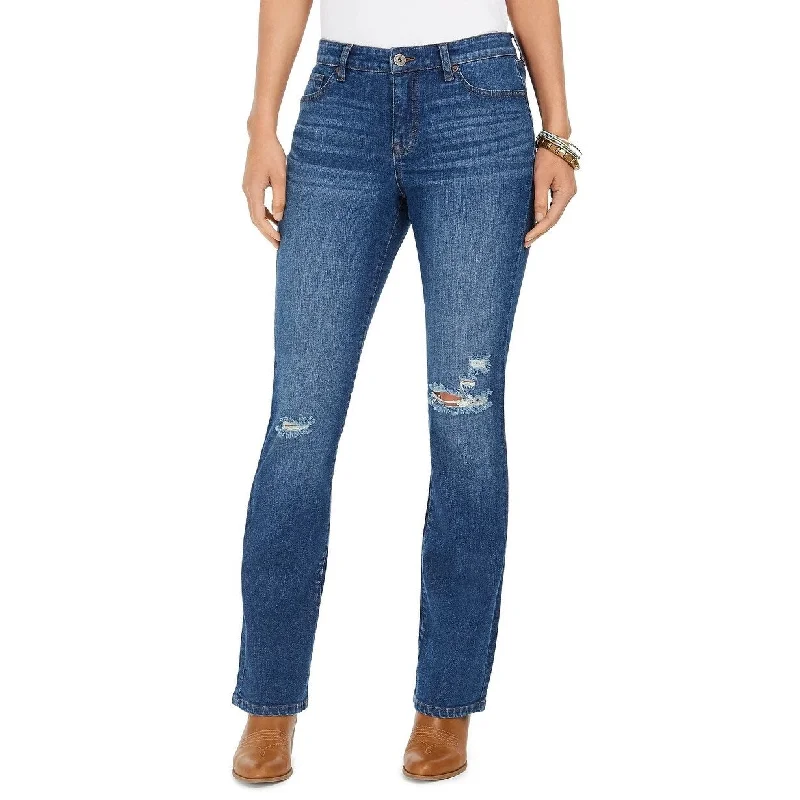 stylish embellished denim jeans -Style & Co Women's Destructed Curvy Boot-Cut Jeans Blue Size 2