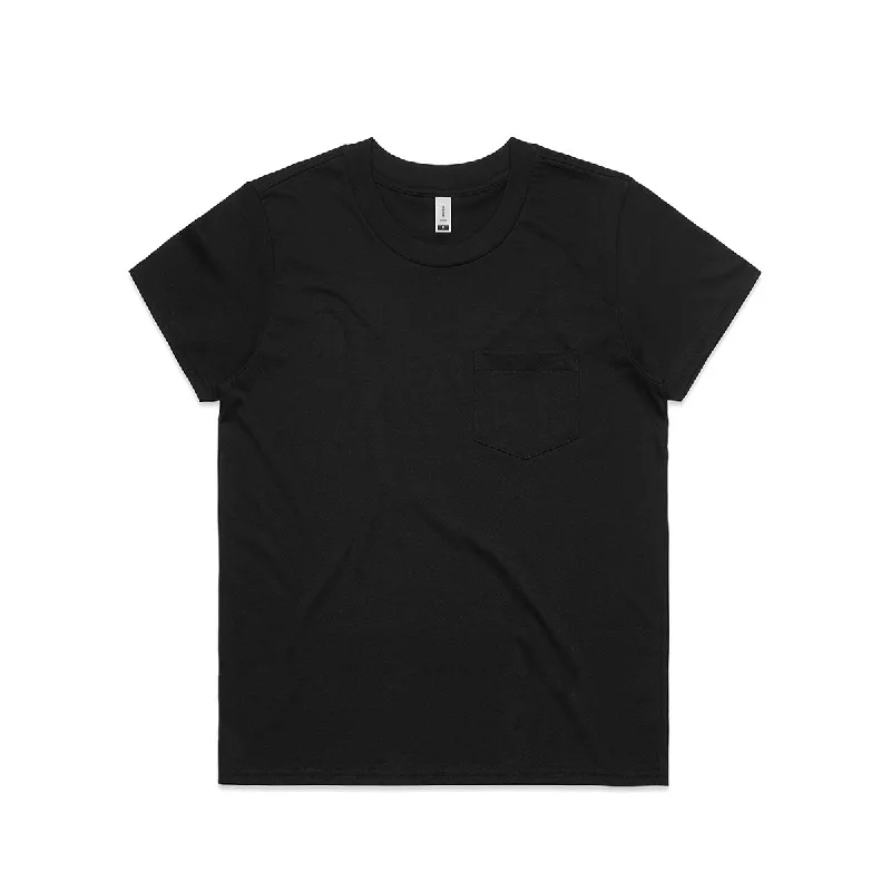 chic pleated detail top for ladies -AS Colour Women's Black Square Pocket Tee