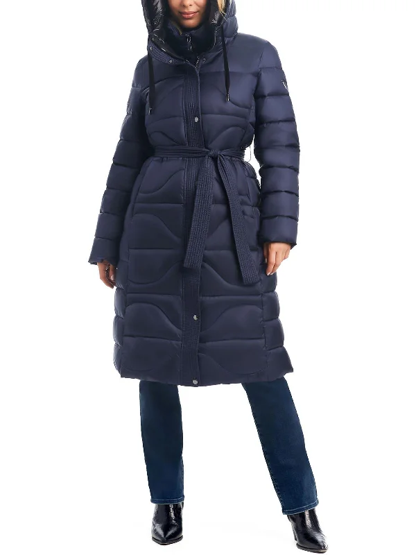 ladies' longline puffer coat -Womens Cold Weather Long Parka Coat