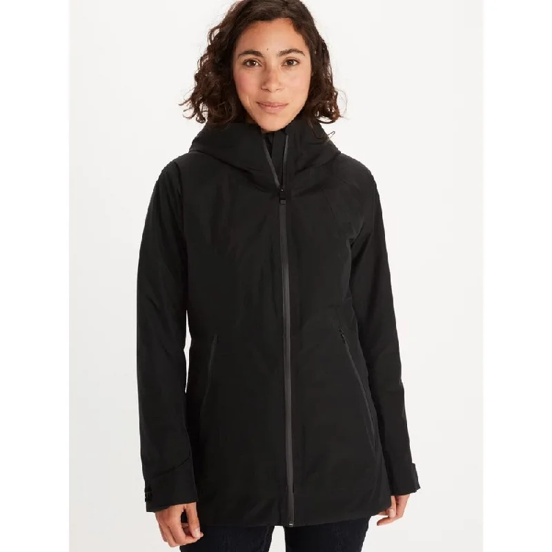 women's reversible coat -Marmot Women's Solaris Hooded Gore Tex Jacket Black Size X-Small