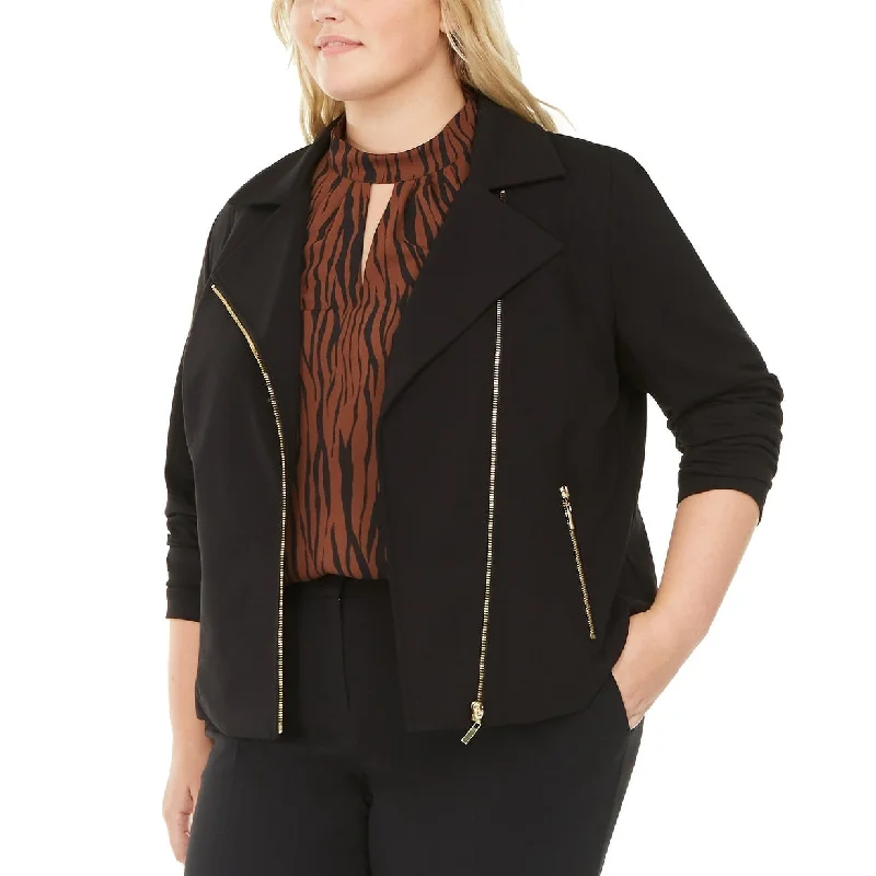 sporty track jacket for women -Bar III Women's Trendy Jacket Black Size Extra Large