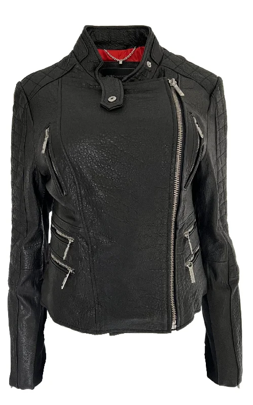 luxury designer winter coat for women -Maddy Moto Leather Jacket