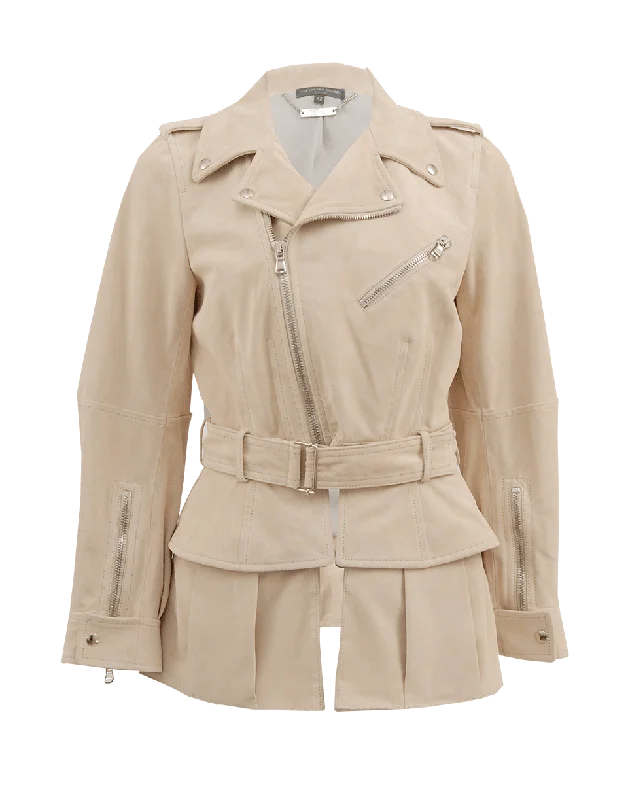 women's relaxed fit blazer -Belted Suede Jacket