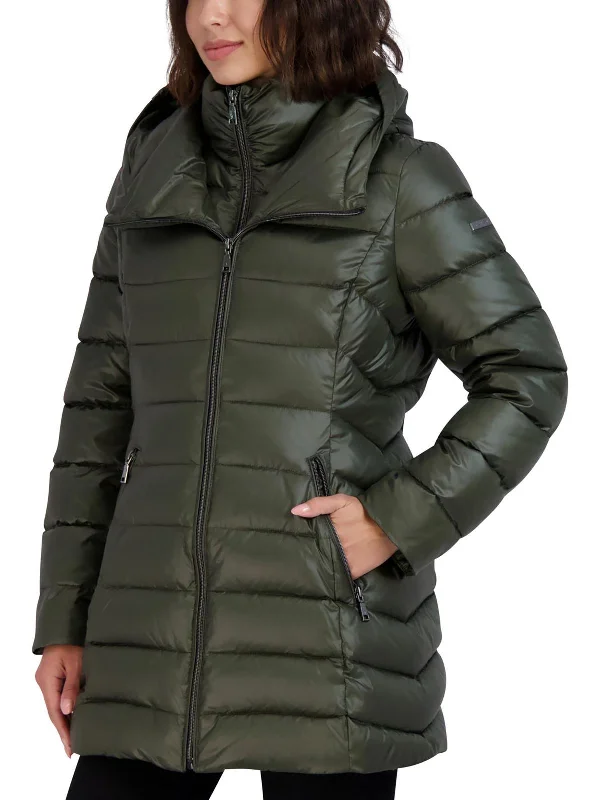 women's long trench coat -Womens Quilted Hooded Puffer Jacket