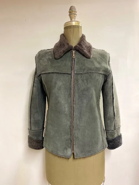 lightweight packable jacket for women -Women's Shearling Jacket- Style AB101SZJ