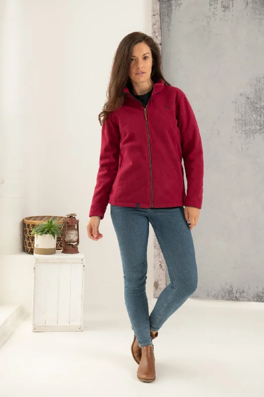 cozy ribbed sweater top for ladies -Ashby Waterproof Fleece - Berry