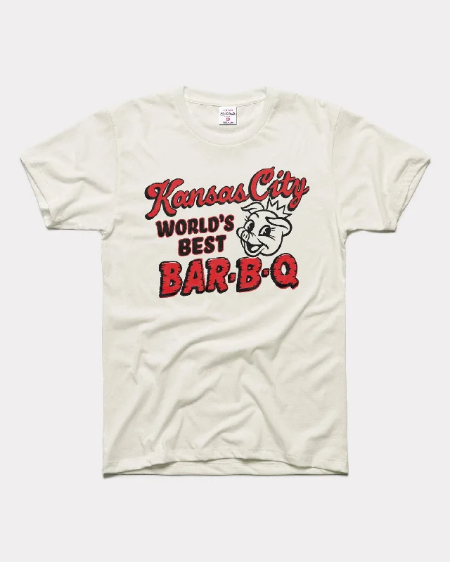 ladies' modern draped top -Kansas City World's Best Bar-B-Q Vintage White T-Shirt