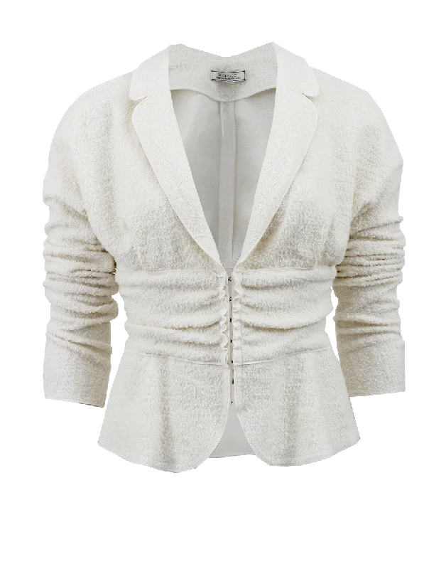 ladies' soft knit cardigan coat -Fitted Waist Wool Jacket