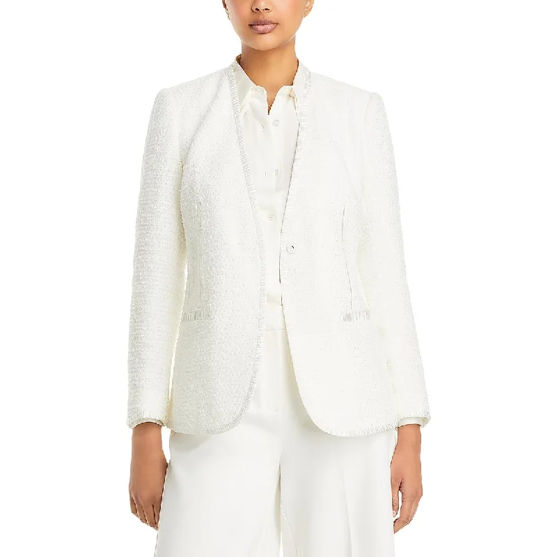 sophisticated evening coat for women -Kobi Halperin Womens Evangeline Tweed Special Occasion One-Button Blazer