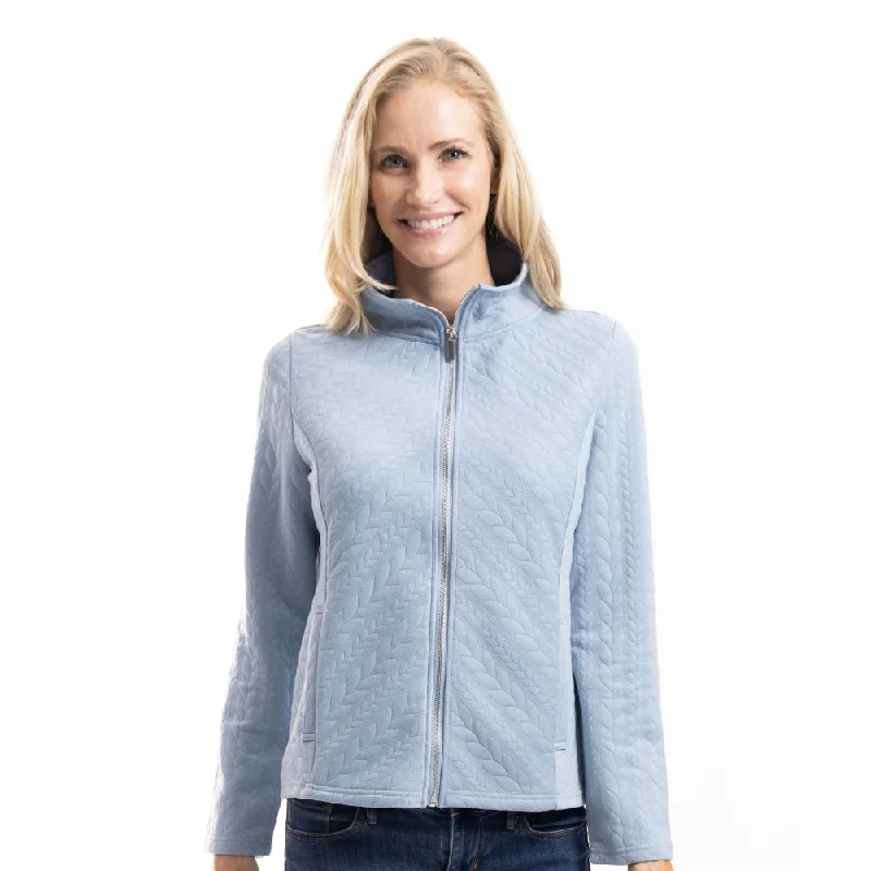 sustainable eco-friendly coat for women -CozyCable Jacquard Jersey Knit Jacket