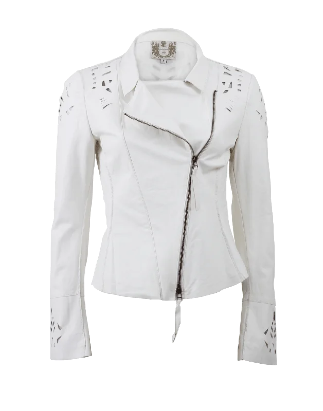 lightweight quilted jacket for women -Cutout Biker Jacket